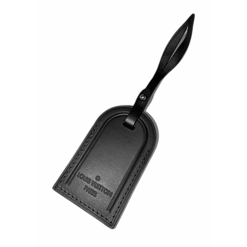 Louis Vuitton Paris Dark Brown Black Leather Tag w/ Silver Metal Large